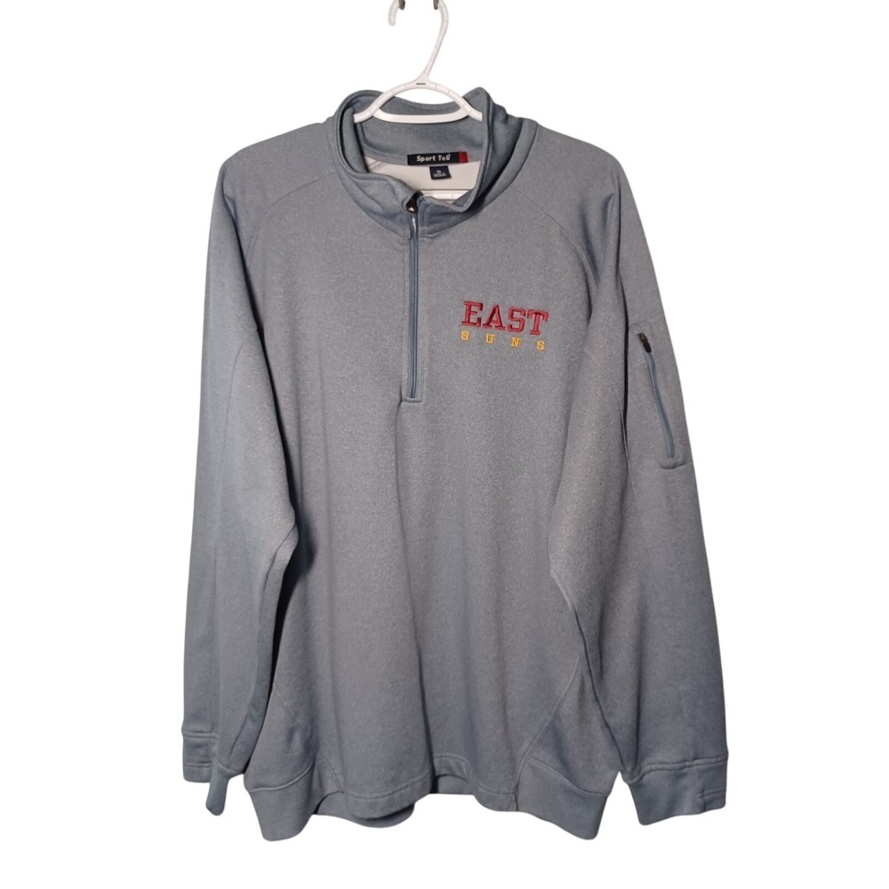 Sport Tek L/S 1/4 Zip Pullover Lt Grey Heathered Men's XL Sportswear Zip Pocket